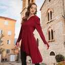 Medieval Clothing Women Renaissance Witches Costume Viking Gothic Dresses Cosplay for Halloween (Red, L)