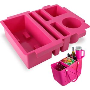 Topper Tray Cup Holder Accessory for Bogg Bag Original Large/X-Large, Fits for Stanley 40oz - Lightweight Beach Bag Accessories Table Top (Pink)