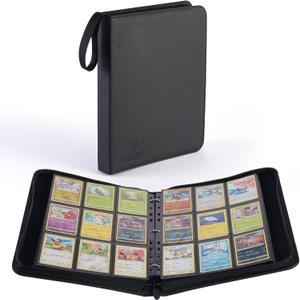 Trading Card Binder 9 Pockets, Durable for TCG, MTG, with 720 Sports & Game Card Storage, Side-Loading Design for Trading & Collectible Cards PU.(Black)