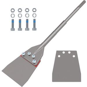 SDS Max Floor Scraper, TOOVEM 6 Inch Floor Scraper SDS Chisel Bits with Replacement Balde, SDS Max Chisel Long Handle Heavy Duty Thinset Removal Tile Adhesive Removal Tool for Rotary Hammer Drills