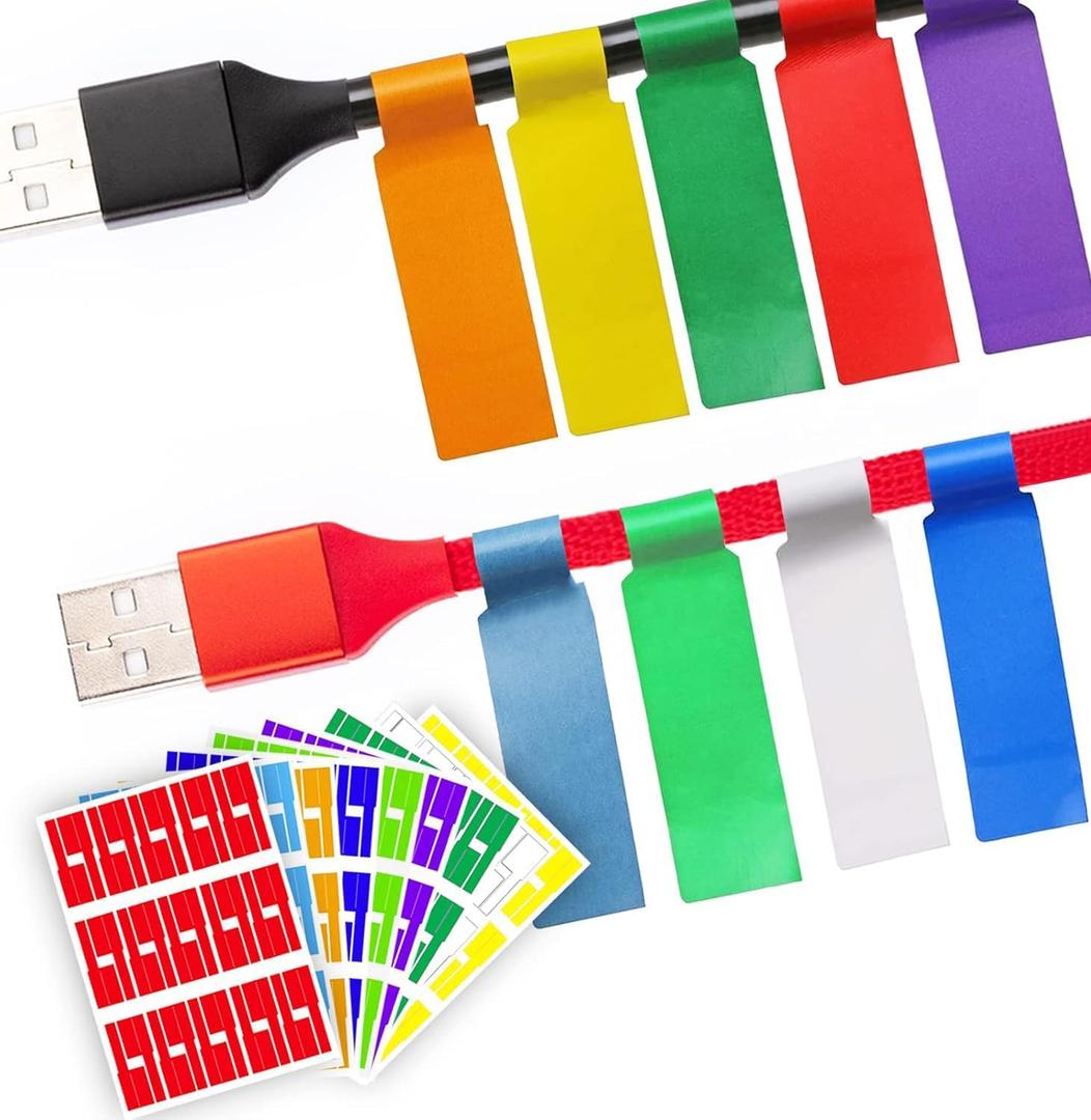 270 PCS Tear Resistant Cable Labels, 9 Colors Waterproof Cable Tags Wire Labels for Management, Cord Label Can Write On, Self Adhesive Wire Label Printable for Laser Printer and Handwriting