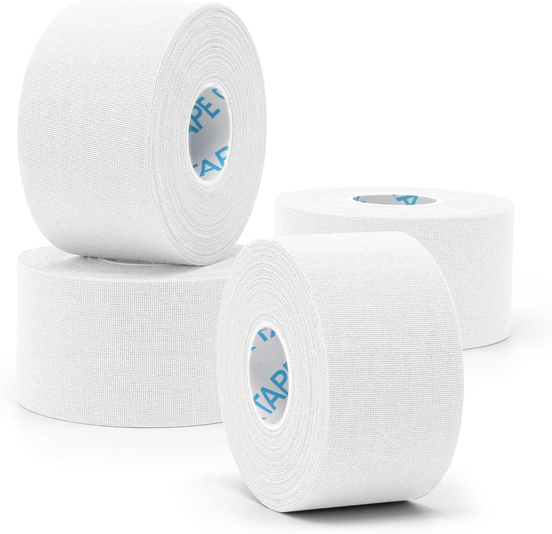 OK TAPE 4 Rolls White Athletic Tape, Sports Tape, Very Strong Easy Tear Wrist Ankle Tape, No Sticky Residue | Athletes, Medical, Athletic Trainers- 1.5inch x 15yards