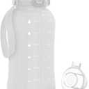 AQUAFIT 64 oz Water Bottle with Time Marker - 2in1 Straw & Chug Lid - BPA Free Big Water Bottle with Straw - Gym Water Bottle with Strap - Water Jug (64 Ounces, Frosty)