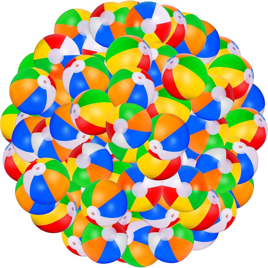 90 Pack Mini Beach Balls Bulk, 5-Inch Inflatable Rainbow Beach Balls for Kids, Ideal for Pool Toys, Beach Theme Party Decorations and Outdoor Games, Hawaiian Tropical Theme Decorations Supplies