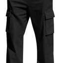 Men's Casual Cargo Pants Relaxed Fit Elastic Waist Drawstring Side Cargo Pockets Trouser Lightweight Work Pants (3X-Large, Black)