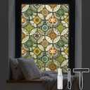 DKTIE Static Cling Decorative Window Film with Installation Tools Non Adhesive Privacy Film, Stained Glass Window Film for Bathroom Shower Door Heat Cotrol Anti UV, 17.7 x 78.7 Inch (Yellow)