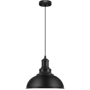 Pendant Lights, Farmhouse Pendant Lamp with Metal Shade (White Inside), Matte Black Industrial Pendant Lighting for Kitchen Island, Dining Room, Bedroom, Hallway (Pack of 1 Pendant)