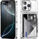 ACANDYA for iPhone 16 Pro Case Wallet Clear Protective Phone Case with Credit Card Holder Heavy Duty Protection Shockproof Anti-Scratch Anti-Yellow Cover for iPhone 16 Pro 6.3 inches Transparent