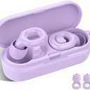 Ear Plugs for Sleeping, 35dB Noise Reduction Hearing Protection EarPlugs, Reusable Silicone Earplug, 7 Pair Eartips in XS/S/M/L Replaceable Single/Double Ear Plug for Sleep, Study, Events(Purple)