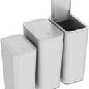 N. NETDOT 3 Pack (2 of 4 Gal & 1 of 2.6 Gal) Small Trash Can with Lid,Bathroom Garbage Can with Pop-Up Lid,Waste Basket for Bathroom,Kitchen,Bedroom,Powder Room,Craft Room,Office,College (Gray)