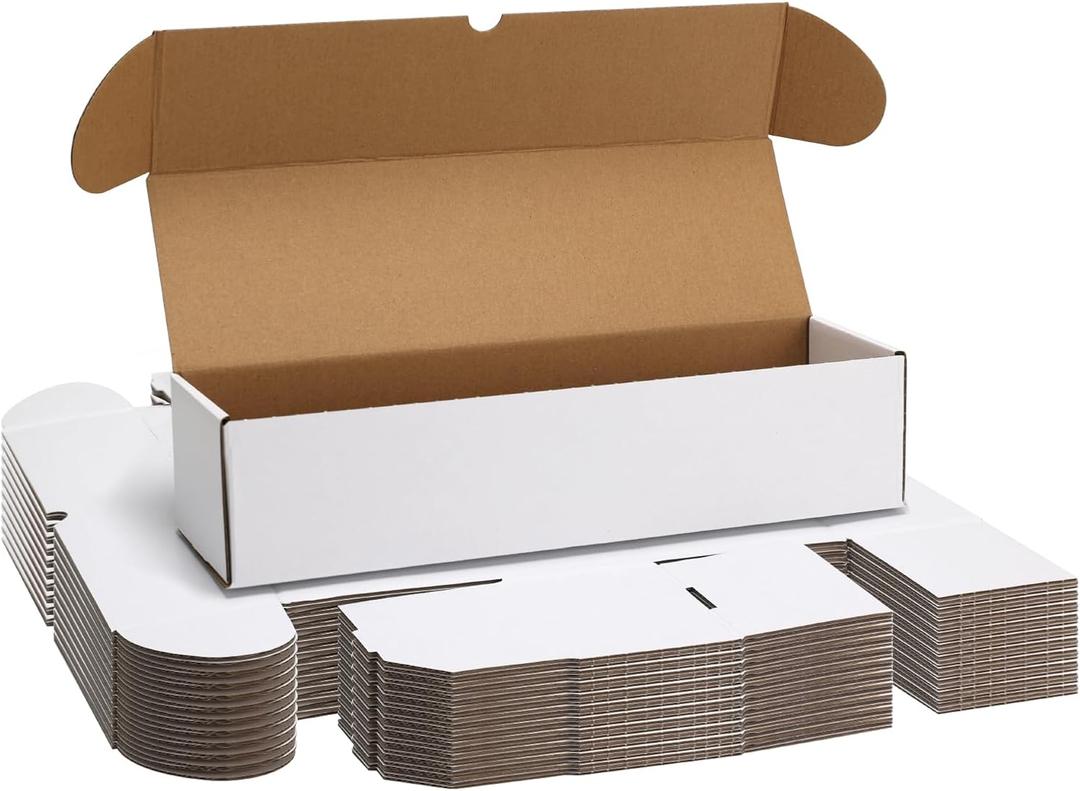 EXYGLO Trading Card Storage Box 25 Pack 700 Count 20pt, 14.2x4.1x3.2 Inch White Cardboard Card Boxes for TCG/MTG/Sport Cards, Fit 3x4 Toploader Shipping or Storing, 17500 Max Capacity in Total
