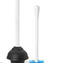 OXO Good Grips Set Toilet Brush & Plunger Combo, Natural rubber, White