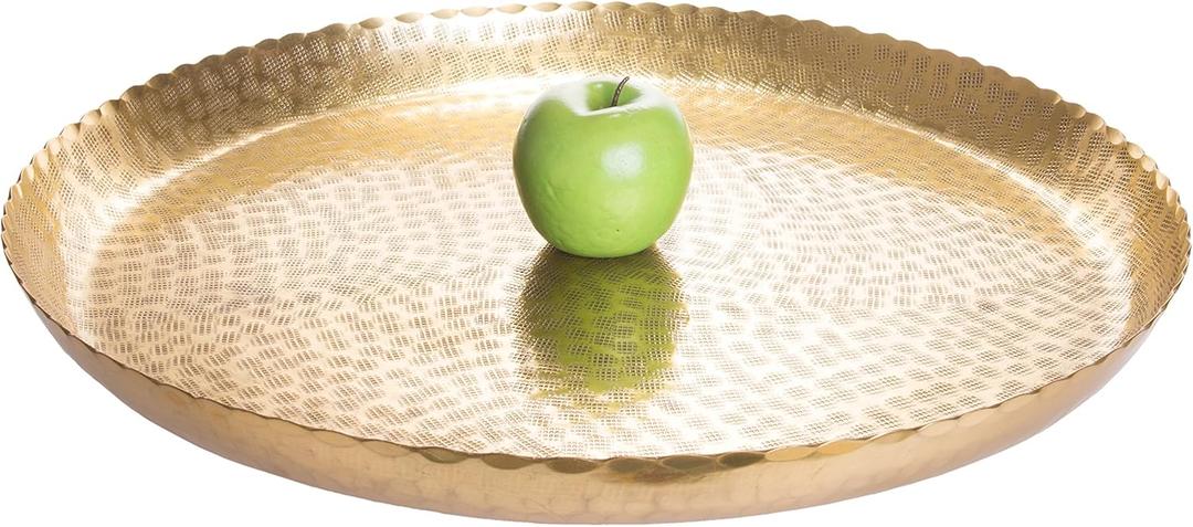 Red Co. 20 Large Round Decorative Antique Gold-Tone Aluminum Display and Serving Centerpiece Tray