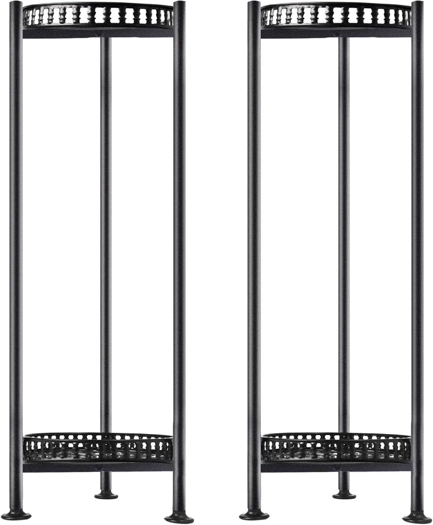 LUBORN 2-Pack Plant Stand Indoor Outdoor, 30'' Tall Plant Stands, 2 Tier Metal Planter Stand, Flower Stand Plant Pot Holder for Living Room, Corner, Deck