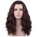 BERON Mens Brown Long Wigs With Halloween Cosplay Costume Party Wig Curly Middle Part Hair Wigs