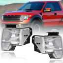 for Pickup 2009-2014 Ford F150 2009-2014 Headlights Assembly Compatible with F-150 2010 2011 2012 2013 Clear Reflector Chrome Housing