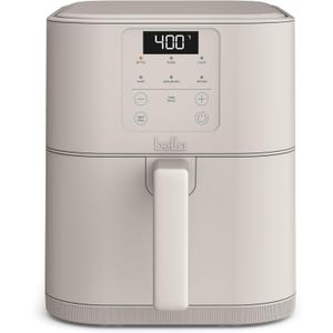 bella 6 Qt Slim Air Fryer, Fits-anywhere Kitchenware, EverGood Ceramic Nonstick Coating, Adjustable Temperature, 6 Preset Cooking Options, 60 Min Auto Shutoff w Audible Tone, 5lb Capacity, Oatmilk