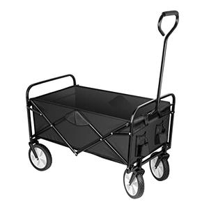 Collapsible Wagon Cart with 5" Removable 360° Swivel Wheels & Handle Adjustable, 220lbs Capacity， Waterproof 600D Oxford Fabric & MDF Base, All-Terrain Portable Utility Cart for Shopping, Garden, Pet