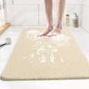 Joyhalo Anti Slip Shower Mats, 17'' x 24'' Non Slip Bath Mat for Inside Shower, Bath Tub Mats, PVC Loofah, Beige