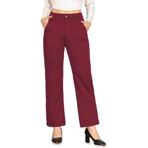 Bamans Womens Dress Pants Flare Leggings Work Office Pants Wide Leg Slacks High Waist Bootcut Business Trousers (L)