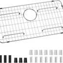 JJV Stainless Steel Sink Grid and Protectors for Bottom of Kitchen Sink, 26" x 14" with Rear Drain for Single Sink Bowl, for sink protectors for kitchen sink