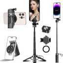 Magnetic Tripod for iPhone, Selfie Stick Tripod with Wireless Remote Pocket Size 4-16" high Upgrade 4 Leg Portable Magnetic Phone Stand for Video Recording Travel TIK Tok Vlog Live Broadcast
