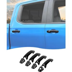 Hoolcar Black Exterior Door Handle Covers Trim Overlay Compatible with 2019-2024 Chevy Silverado GMC Sierra/Colorado GMC Canyon 2023-2025 Door Handle Protector Shell (with 2 Smartkey Hole)