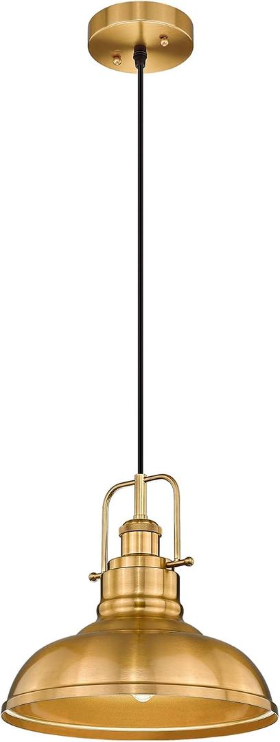 zeyu Farmhouse Pendant Lighting for Kitchen Island, 1-Light Industrial Hanging Pendant Light with Metal Dome Shade, Gold Finish, 016-1 BG