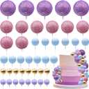 42 PCS Colorful Ball Cake Topper Purple Pink Balloons Cake Decoration Foam Balls Cake Decorations Princess Balloons Cupcake Topper for Ocean Mermaid Themed Baby Shower Party Birthday Wedding