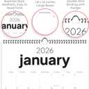 5 x 2026 Calendar, 12 Months, January to December, 17" x 12", Large Wall Calendar 2026 with Hanger, Calendar 2026 for Wall, 2026 Calendar Planner, Thick Paper, Spiral Binding, Simple and Aesthetic Design.