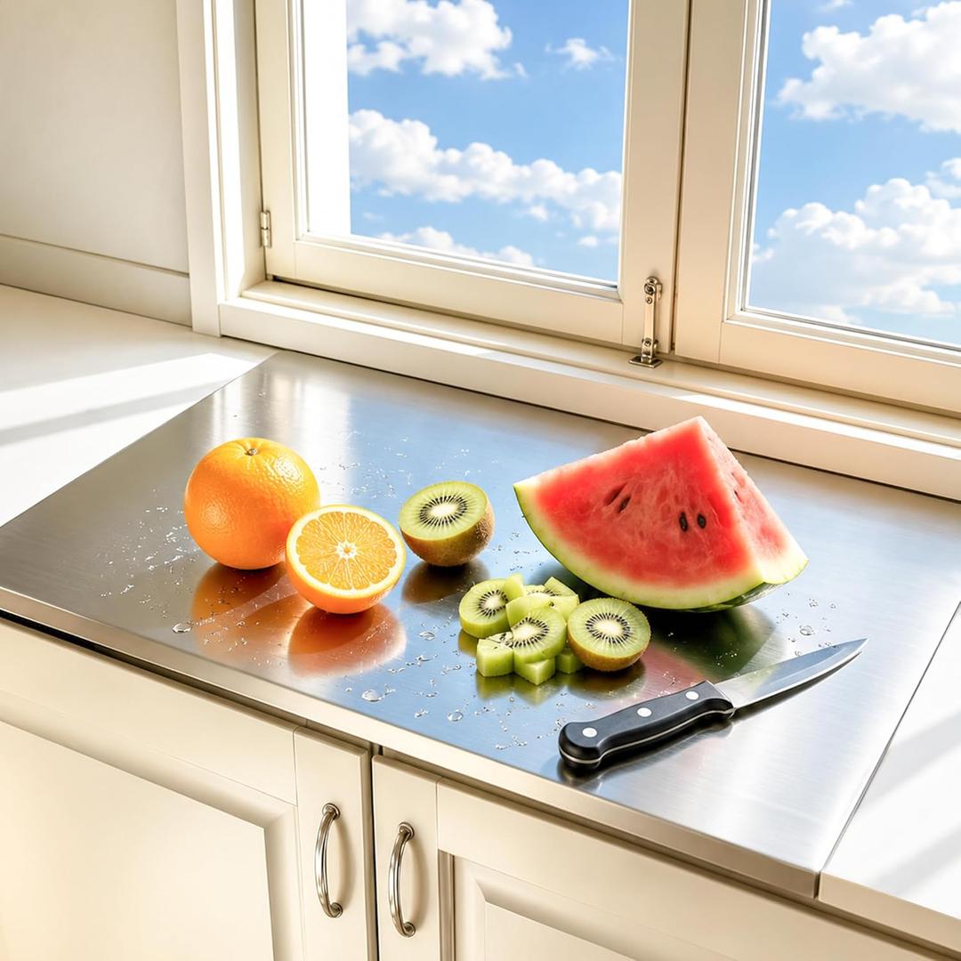 Stainless Steel Cutting Board with Lip Metal Chopping Board for Kitchen, 23.6"L x 15.7"W