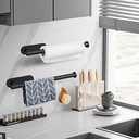 Paper Towel Holder Under Cabinet Wall Mount for Kitchen Towel, Self-Adhesive Bar, Rack, SUS304 Stainless Steel 13 inch (BlackA, 1)