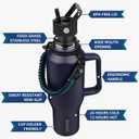 BJPKPK Insulated Water Bottles with Straw Lid, 40oz Metal Water Bottle with 2 lids & Paracord Strap, Double Wall Stainless Steel Tumbler with Handle, Reusable Cups, Mugs, Thermo, Navy Blue