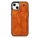 Hawswed Phone case for iPhone 14+i Leather Wallet Phone Case Stand Wrist Strap Phone Case Adjustable Wrist Strap Phone Case for iPhone 14+ Cover case (Color : Khaki)
