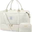 LOVEVOOK Travel Duffle Bag,Weekender Bags for Women with Shoe CompartmentCarry on Overnight Bag with Toiletry Bag,Gym Duffel Bag with Wet Pocket, Hospital Bags for Labor and Delivery (Large-2 Pcs, Beige)