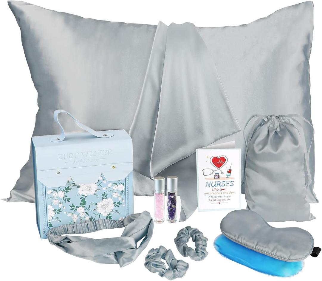 Nurse Gifts Ideas,Nurses Week Gift,Cool Nurse Graduation Gift, Women Nurse Appreciation Gift, Nurse Practitioner Gift,Nursing School Graduation Gift for New Nurse,Satin Pillowcase Eye Mask RN Gift Set