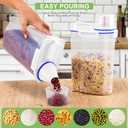 4 x 4 Pcs Set Rice Storage Container 5.5lb, Rice Dispenser with Measuring Cup & Pour Spout for Flour Pasta Grain Pet Dog Cat Bird Food Storage Container
