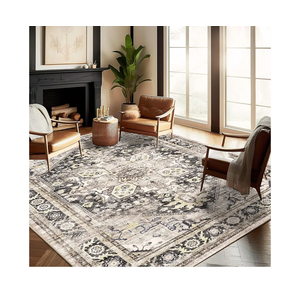 Washable Area Rug 8'x10' Black-Purple Khaki Retro Boho Design Non-Shedding Non-Slip Easy Care Ideal for High Traffic Areas in Living Room Bedroom Office Coffee Table Kitchen Large Carpet