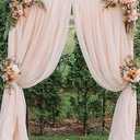 Champagne Backdrop Curtains Chiffon Sheer Voile Curtains 2 Panels 29x120 Inches Long Chiffon Curtains for Backdrop Wedding Decorations for Reception Sheer Drapes for Engagement Birthday Party Events