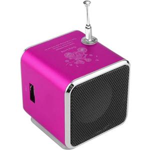 Mini Music Speaker LED MP3 Player Bluetooth Speaker FM Stereo Portable Radio Speaker USB Micro SD TF Compatible for PC Notebook TD-V26 (Pink)
