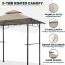 OLILAWN Grill Gazebo Replacement Canopy Roof, 5' x 8' Outdoor BBQ Gazebo Canopy Top Cover, Double Tired Grill Shelter Cover with Durable Polyester Fabric, Only Fit for Model L-GG001PST-F, Khaki