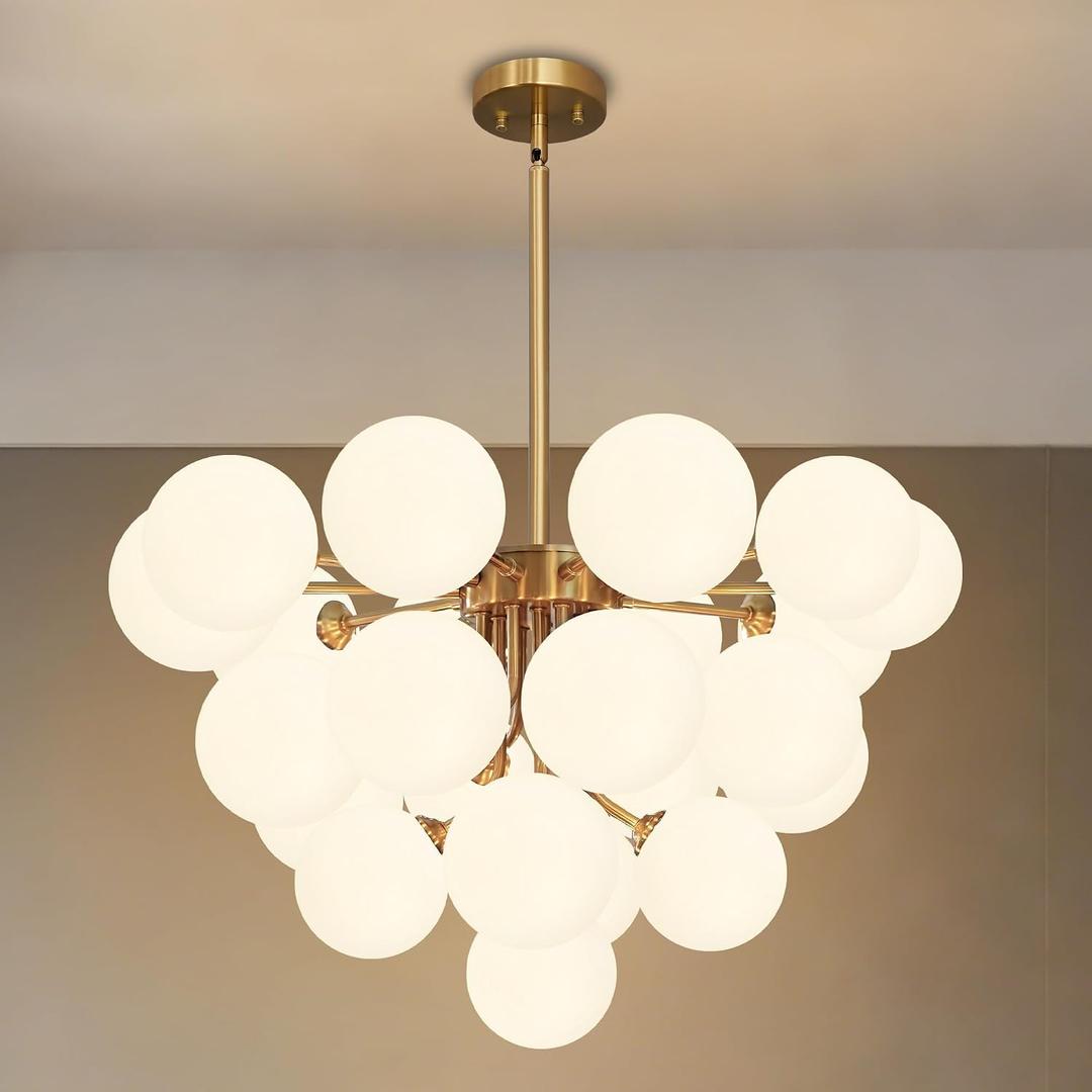 Gold Sputnik Chandelier Mid Century Modern 23 Light High Ceiling Chandelier, Dia 25.6 inch