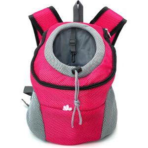 Fhiny Dog Carrier Backpack, Comfortable Doggy Front Backpack Pet Puppy Carrier Travel Pack with Breathable Head Out Design and Padded Shoulder for Walking Biking Hiking Camping (Medium: 5-8lbs, Rose)