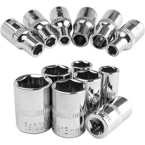 Wolfride 13Pcs 1/4 Drive Socket Set 4mm-14mm, 6 Point Shallow Socket Set Metric Socket Wrench Impact Socket
