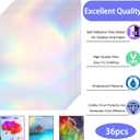 Clabby 36 Sheets Holographic Sticker Paper A4 Vinyl Holographic Laminate Sheets Self Adhesive Waterproof Transparent Film, 11.7 x 8.3 inches(Colorful)