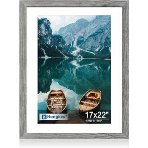 Hongkee 17x22 Picture Frame, 17 x 22 Rustic Grey Wood (13x19 Mat, 1 Pack), 17X22 in
