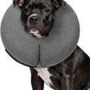 MIDOG Inflatable Dog Cone Collar  Soft Dog Cone Alternative After Surgery, Comfortable Recovery Neck Donut ECollar for Small Medium & Large Dogs and Cats to Stop Licking & Vision-Friendly (Grey,L)