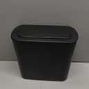 Black Slim Bathroom Trash Can with Press Top Lid,12 Liter Small Thin Garbage Can,3.17 Gallon Narrow Dog Proof Plastic Waste Basket and Covered Wastebasket for Room,Bedroom,Kitchen,Toilet,Office,Dorm