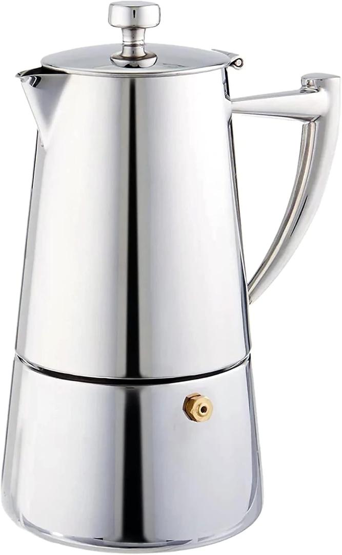 Cuisinox Roma 6-cup Stainless Steel Stovetop Moka Espresso Maker, 3.5"D x 3.5"W x 7"H
