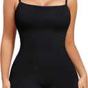 Nebility Shapewear Bodysuits for Women - Tummy Control Square Neck Bodysuit Seamless Full Body Shaper Going Out Top (Small, Black Mid-thigh)